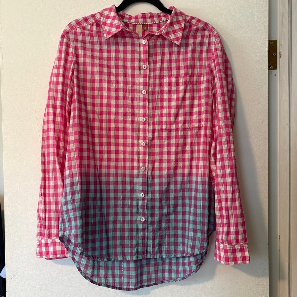 Anthropologie Pilcro Shirt Women Medium Deb Relaxed Button Front Western Cottage